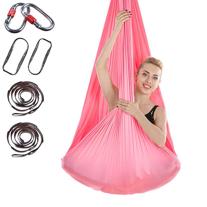 Hamac de yoga aérien sans nœud anti-gravité pour l'intérieur avec boucle / sangle d'extension, taille : 400x280cm