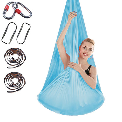 Hamac de yoga aérien sans nœud anti-gravité pour l'intérieur avec boucle / sangle d'extension, taille : 400x280cm