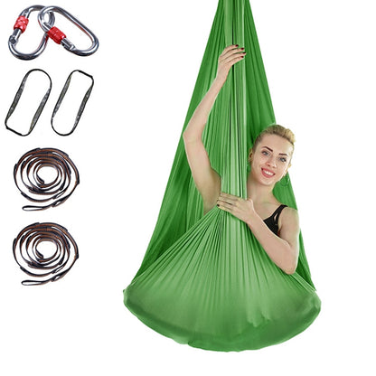 Hamac de yoga aérien sans nœud anti-gravité pour l'intérieur avec boucle / sangle d'extension, taille : 400x280cm