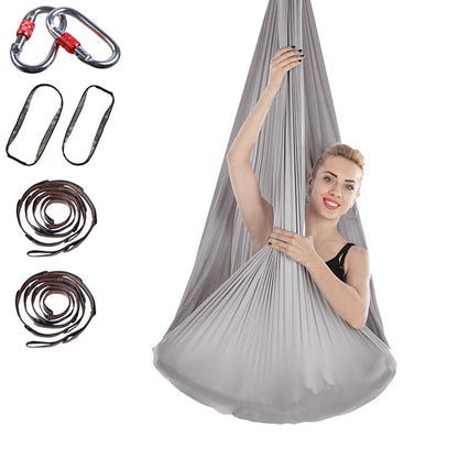 Hamac de yoga aérien sans nœud anti-gravité pour l'intérieur avec boucle / sangle d'extension, taille : 400x280cm