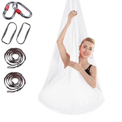 Hamac de yoga aérien sans nœud anti-gravité pour l'intérieur avec boucle / sangle d'extension, taille : 400x280cm