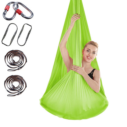 Hamac de yoga aérien sans nœud anti-gravité pour l'intérieur avec boucle / sangle d'extension, taille : 400x280cm