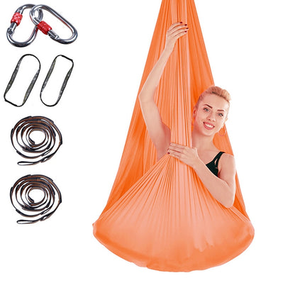 Hamac de yoga aérien sans nœud anti-gravité pour l'intérieur avec boucle / sangle d'extension, taille : 400x280cm