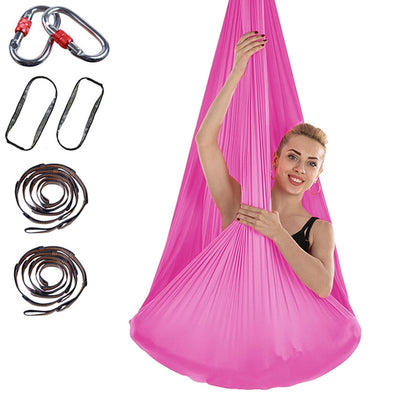 Hamac de yoga aérien sans nœud anti-gravité pour l'intérieur avec boucle / sangle d'extension, taille : 400x280cm