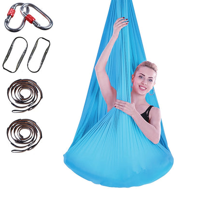 Hamac de yoga aérien sans nœud anti-gravité pour l'intérieur avec boucle / sangle d'extension, taille : 400x280cm