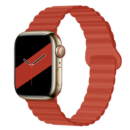 Reverse Buckle Magnetic Silicone Watch Band For Apple Watch Series, 7 45mm / 6&SE&5&4 44mm / 3&2&1 42mm, 7 41mm / 6&SE&5&4 40mm / 3&2&1 38mm