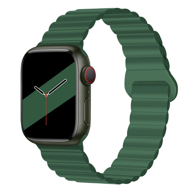 Reverse Buckle Magnetic Silicone Watch Band For Apple Watch Series, 7 45mm / 6&SE&5&4 44mm / 3&2&1 42mm, 7 41mm / 6&SE&5&4 40mm / 3&2&1 38mm