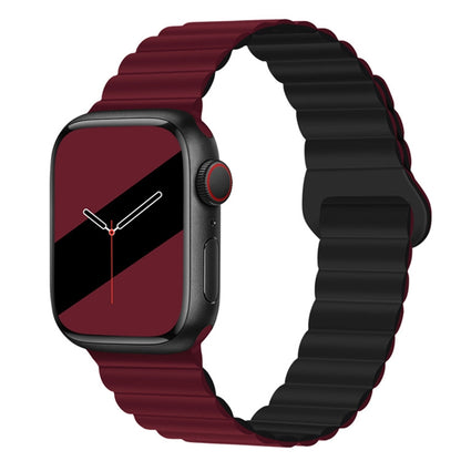 Reverse Buckle Magnetic Silicone Watch Band For Apple Watch Series, 7 45mm / 6&SE&5&4 44mm / 3&2&1 42mm, 7 41mm / 6&SE&5&4 40mm / 3&2&1 38mm