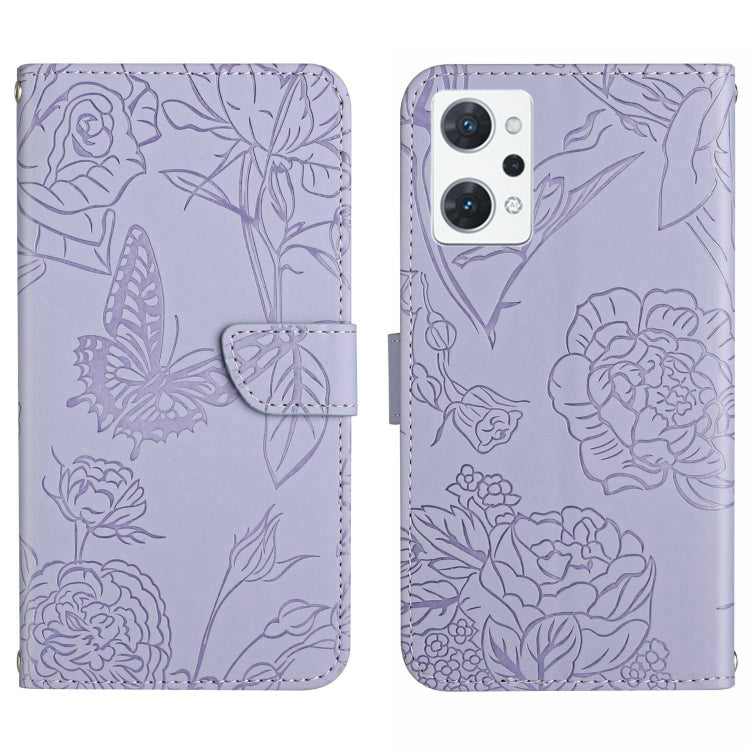 HT03 Skin Feel Butterfly Embossed Flip Leather Phone Case, For OPPO Realme C30, For OPPO Reno7 A, For Samsung Galaxy M13