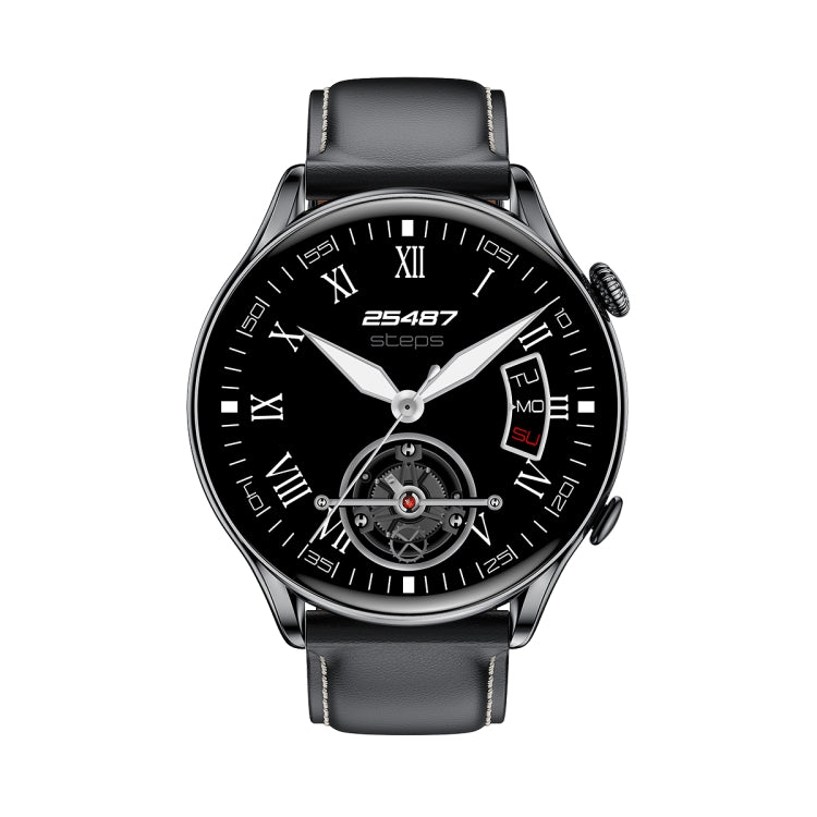 X5 1.32 Inch Round Screen Leather Strap Smart Health Watch Supports Body Temperature Monitoring, ECG Monitoring, Blood Pressure