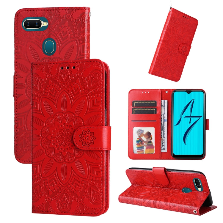 Embossed Sunflower Leather Phone Case, For OPPO A7 / A5s, For OPPO A9 / A5 2020, For OPPO A15 / A16K / A16e, For OPPO A52 / A72 / A92, For OPPO A53 / A53s / A33 / A32, For OPPO A54 4G / A16 / A16s / A55 4G, For OPPO A57 5G / Realme V23                 ...