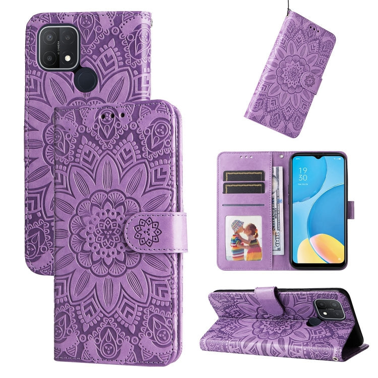 Embossed Sunflower Leather Phone Case, For OPPO A7 / A5s, For OPPO A9 / A5 2020, For OPPO A15 / A16K / A16e, For OPPO A52 / A72 / A92, For OPPO A53 / A53s / A33 / A32, For OPPO A54 4G / A16 / A16s / A55 4G, For OPPO A57 5G / Realme V23                 ...