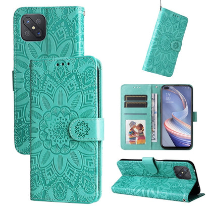 Embossed Sunflower Leather Phone Case, For OPPO A7 / A5s, For OPPO A9 / A5 2020, For OPPO A15 / A16K / A16e, For OPPO A52 / A72 / A92, For OPPO A53 / A53s / A33 / A32, For OPPO A54 4G / A16 / A16s / A55 4G, For OPPO A57 5G / Realme V23                 ...