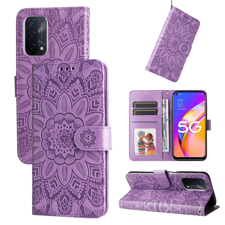 Embossed Sunflower Leather Phone Case, For OPPO A7 / A5s, For OPPO A9 / A5 2020, For OPPO A15 / A16K / A16e, For OPPO A52 / A72 / A92, For OPPO A53 / A53s / A33 / A32, For OPPO A54 4G / A16 / A16s / A55 4G, For OPPO A57 5G / Realme V23                 ...