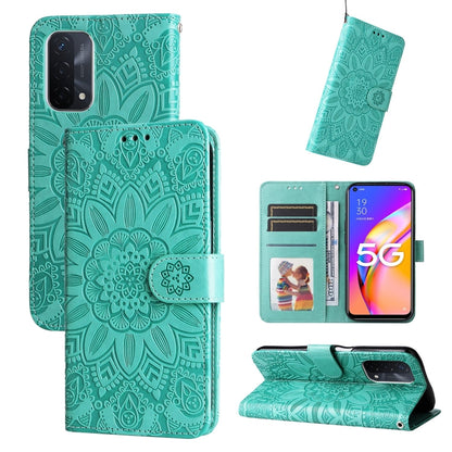 Embossed Sunflower Leather Phone Case, For OPPO A7 / A5s, For OPPO A9 / A5 2020, For OPPO A15 / A16K / A16e, For OPPO A52 / A72 / A92, For OPPO A53 / A53s / A33 / A32, For OPPO A54 4G / A16 / A16s / A55 4G, For OPPO A57 5G / Realme V23                 ...