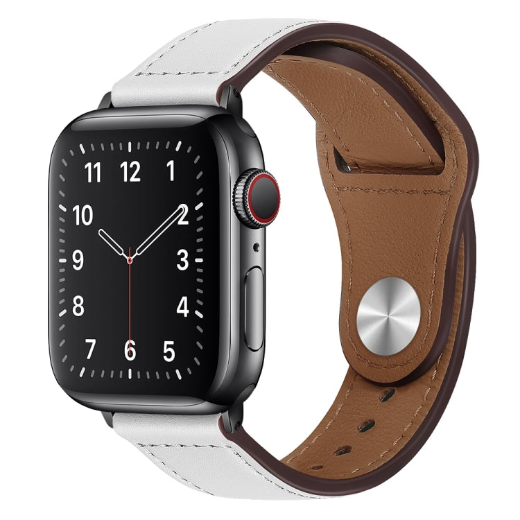 PU Leather Black Buckle Watch Band For Apple Watch Series, 7 45mm / 6&SE&5&4 44mm / 3&2&1 42mm, 7 41mm / 6&SE&5&4 40mm / 3&2&1 38mm