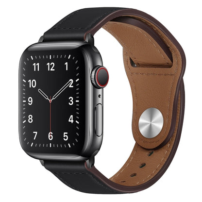 PU Leather Black Buckle Watch Band For Apple Watch Series, 7 45mm / 6&SE&5&4 44mm / 3&2&1 42mm, 7 41mm / 6&SE&5&4 40mm / 3&2&1 38mm