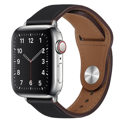 PU Leather Silver Buckle Watch Band For Apple Watch Series, 7 45mm / 6&SE&5&4 44mm / 3&2&1 42mm, 7 41mm / 6&SE&5&4 40mm / 3&2&1 38mm