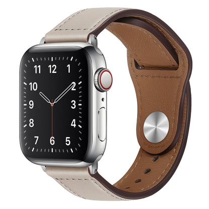 PU Leather Silver Buckle Watch Band For Apple Watch Series, 7 45mm / 6&SE&5&4 44mm / 3&2&1 42mm, 7 41mm / 6&SE&5&4 40mm / 3&2&1 38mm