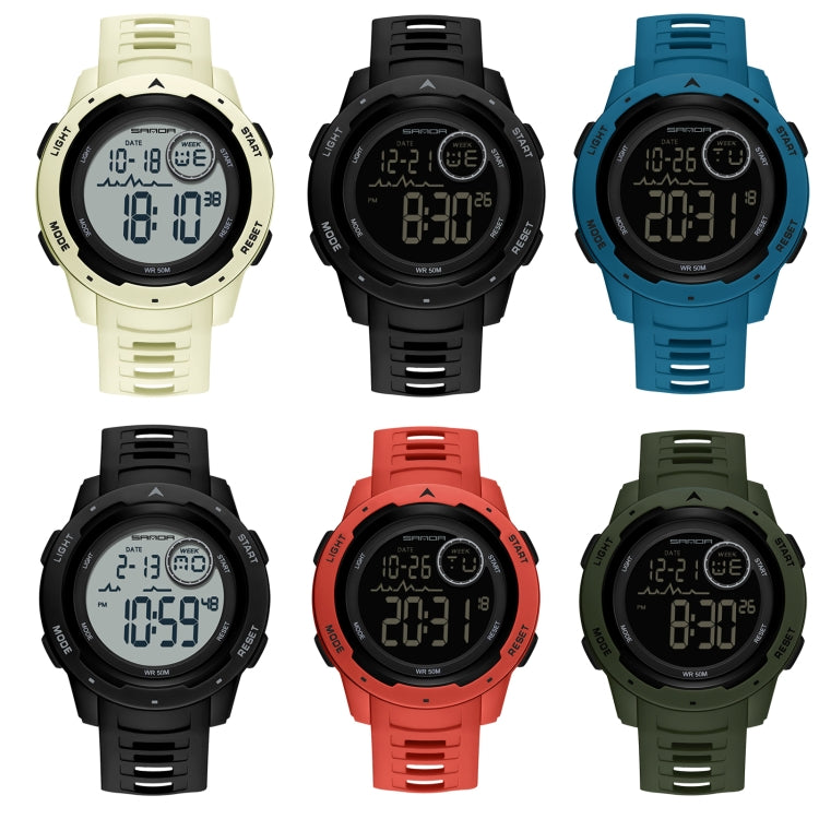 SANDA 2125 Montre électronique lumineuse étanche à double affichage