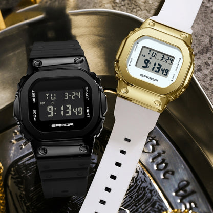 Montre Électronique SANDA 2126 à Double Affichage, Étanche, Lumineuse, avec Verre Trempé