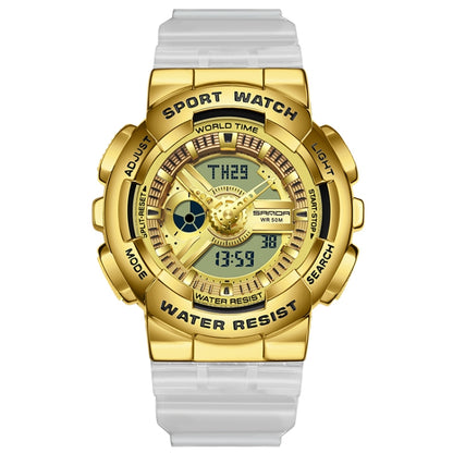 Montre électronique étanche lumineuse double affichage Sanda 3137 avec bracelet en TPU