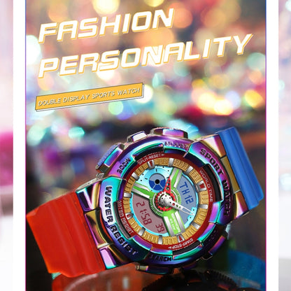 Montre électronique étanche lumineuse double affichage Sanda 3137 avec bracelet en TPU