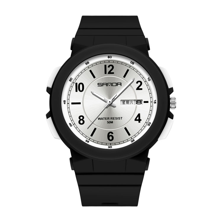 Montre électronique étanche à double calendrier avec bracelet en TPU Sanda 6097
