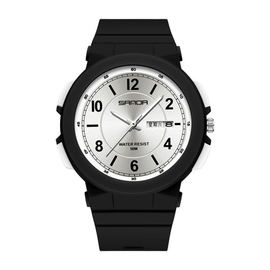 Montre électronique étanche à double calendrier avec bracelet en TPU Sanda 6097