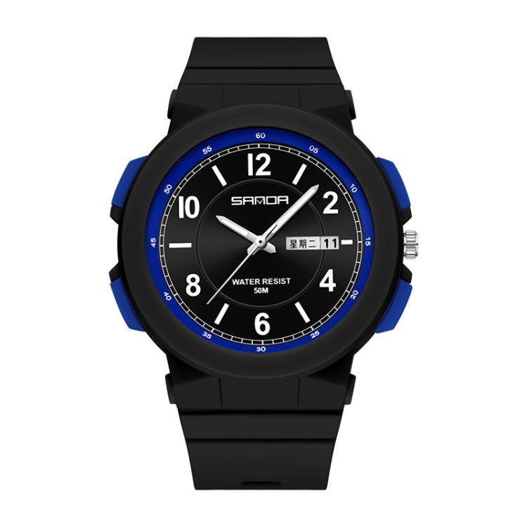 Montre électronique étanche à double calendrier avec bracelet en TPU Sanda 6097