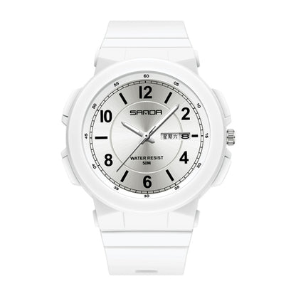 Montre électronique étanche à double calendrier avec bracelet en TPU Sanda 6097