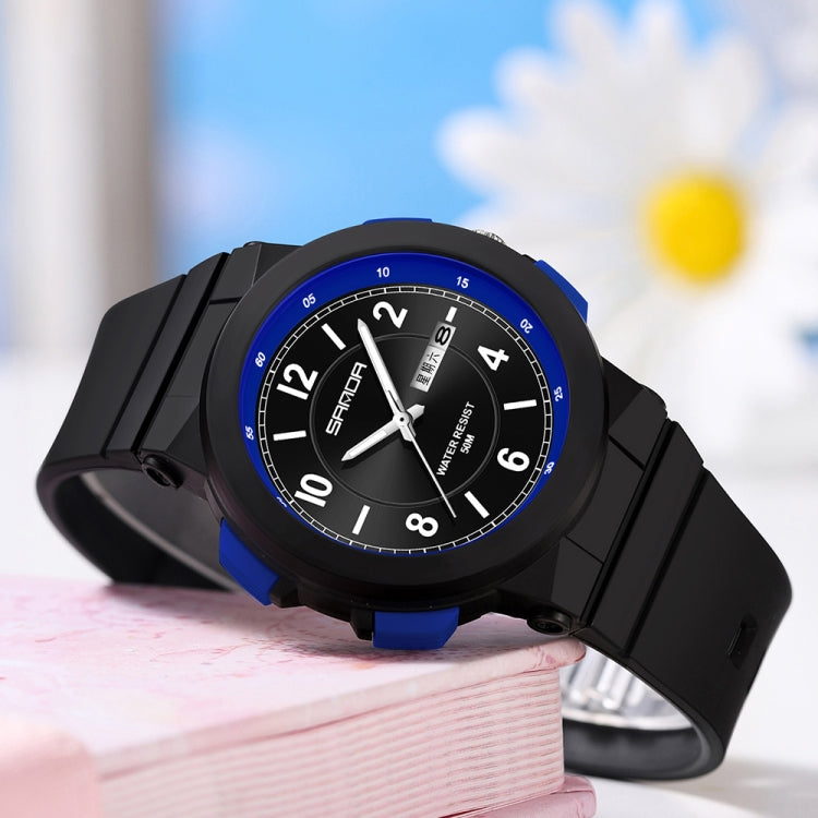 Montre électronique étanche à double calendrier avec bracelet en TPU Sanda 6097