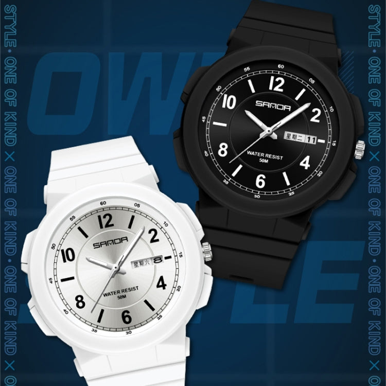 Montre électronique étanche à double calendrier avec bracelet en TPU Sanda 6097