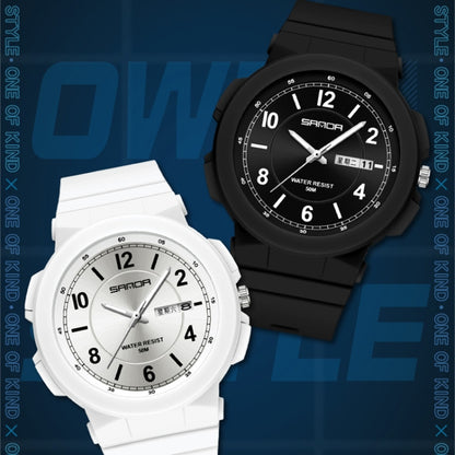 Montre électronique étanche à double calendrier avec bracelet en TPU Sanda 6097