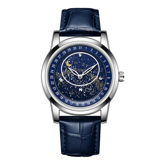 Montre mécanique Sanda 7001 avec bracelet en cuir, lumineuse et étanche