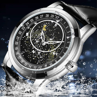 Montre mécanique Sanda 7001 avec bracelet en cuir, lumineuse et étanche