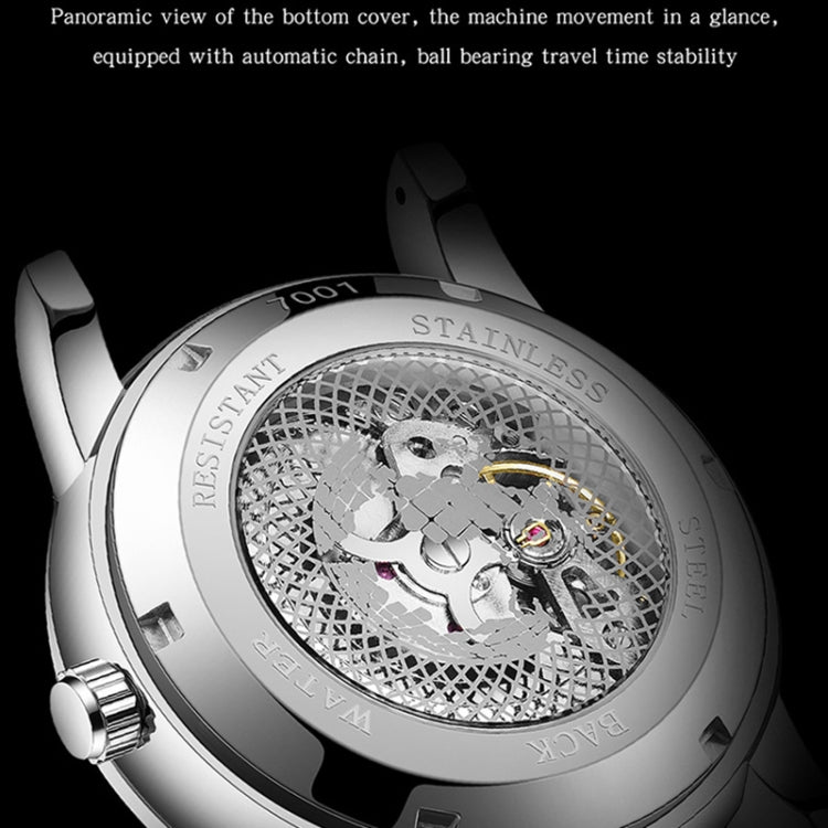 Montre mécanique Sanda 7001 avec bracelet en cuir, lumineuse et étanche