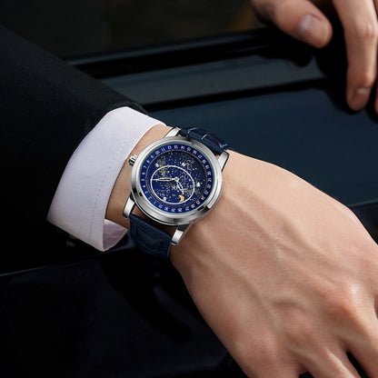Montre mécanique Sanda 7001 avec bracelet en cuir, lumineuse et étanche