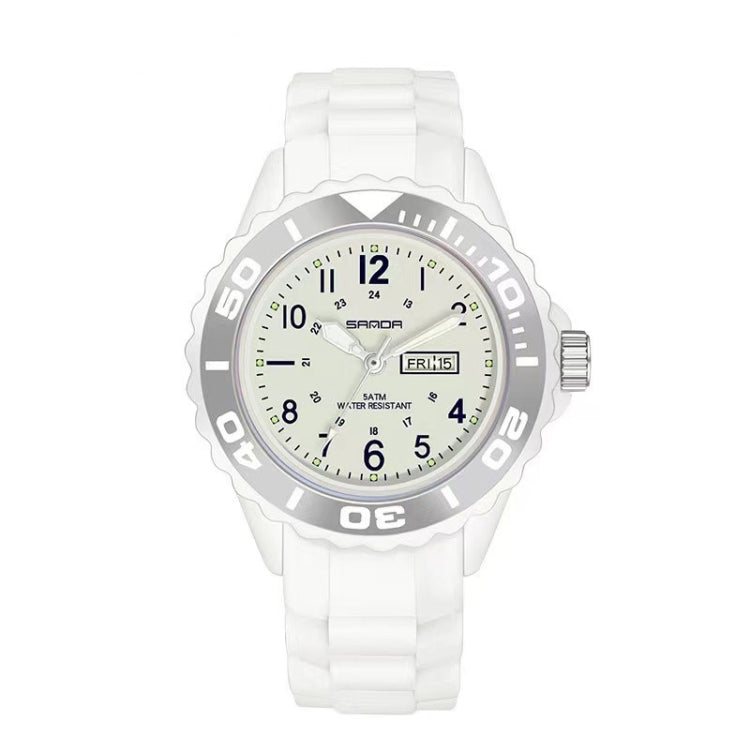SANDA 1053 Montre électronique étanche à double affichage avec bracelet en TPU pour femmes