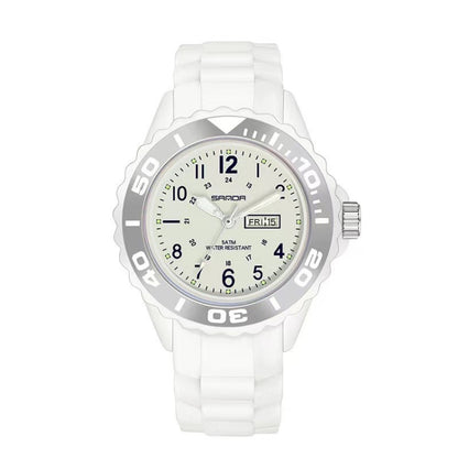 SANDA 1053 Montre électronique étanche à double affichage avec bracelet en TPU pour femmes