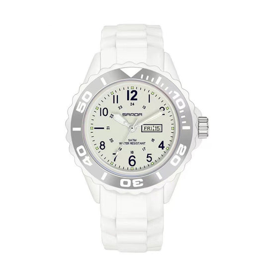 SANDA 1053 Montre électronique étanche à double affichage avec bracelet en TPU pour femmes