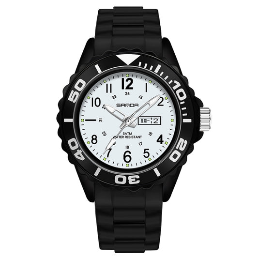 SANDA 1053 Montre électronique étanche à double affichage avec bracelet en TPU pour femmes