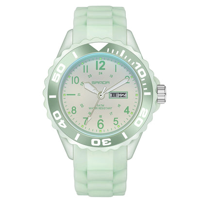 SANDA 1053 Montre électronique étanche à double affichage avec bracelet en TPU pour femmes