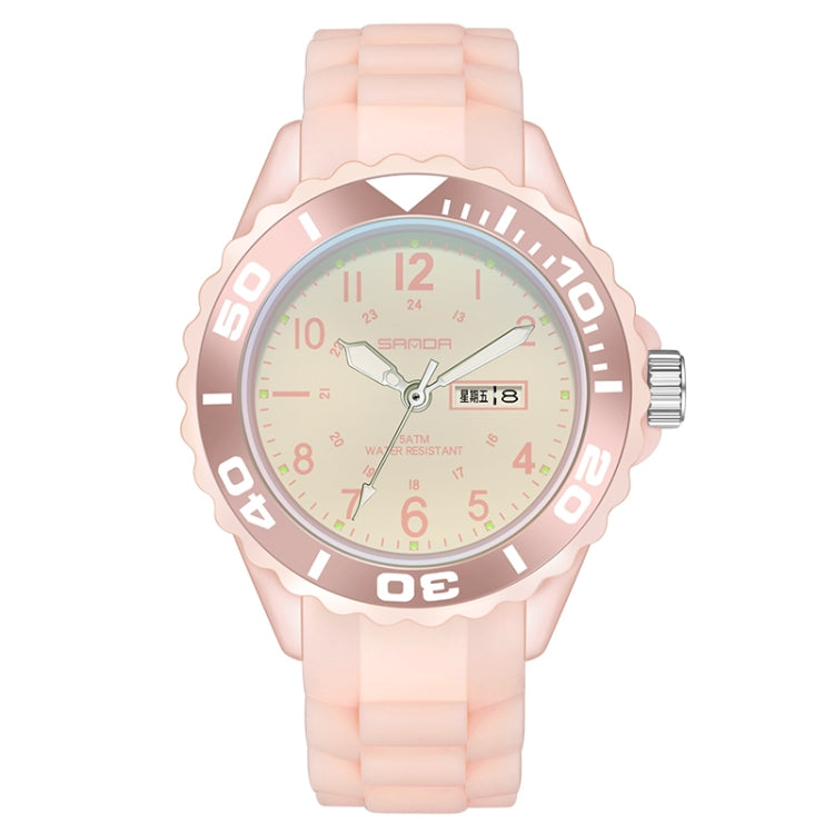 SANDA 1053 Montre électronique étanche à double affichage avec bracelet en TPU pour femmes