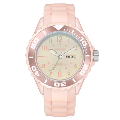 SANDA 1053 Montre électronique étanche à double affichage avec bracelet en TPU pour femmes