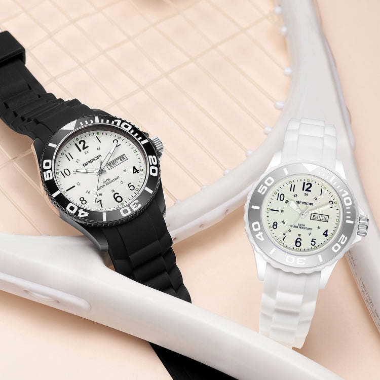 SANDA 1053 Montre électronique étanche à double affichage avec bracelet en TPU pour femmes