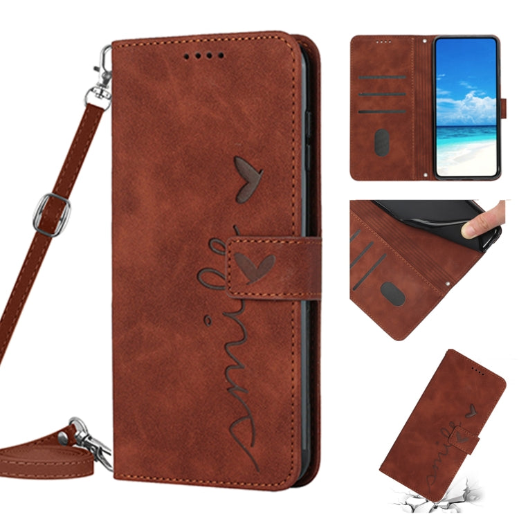 Skin Feel Heart Pattern Leather Phone Case With Lanyard, For Tecno Camon 17P/17 Pro, For Tecno Camon 18, For Tecno Camon 18 Premier, For Tecno Pop 5 LTE, For Tecno Pova 2, For Tecno Pova Neo, For Tecno Spark 6 Go/Go 2020, For Tecno Spark 7/7T          ...