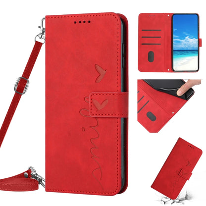 Skin Feel Heart Pattern Leather Phone Case With Lanyard, For Tecno Camon 17P/17 Pro, For Tecno Camon 18, For Tecno Camon 18 Premier, For Tecno Pop 5 LTE, For Tecno Pova 2, For Tecno Pova Neo, For Tecno Spark 6 Go/Go 2020, For Tecno Spark 7/7T          ...