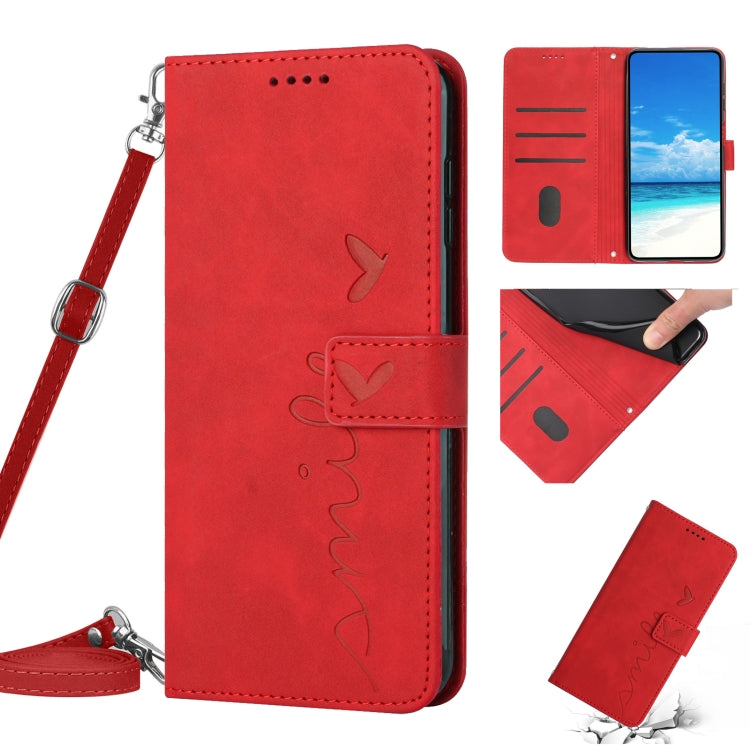 Skin Feel Heart Pattern Leather Phone Case With Lanyard, For Tecno Camon 17P/17 Pro, For Tecno Camon 18, For Tecno Camon 18 Premier, For Tecno Pop 5 LTE, For Tecno Pova 2, For Tecno Pova Neo, For Tecno Spark 6 Go/Go 2020, For Tecno Spark 7/7T          ...