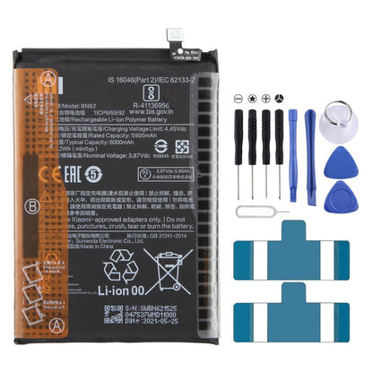 BN53 4820 mAh Li-Polymer Battery Replacement For Xiaomi Redmi Note 9 Pro 5G, BM37, BN51, BM52, BM4M, BM4Q, BN56, BM55, BN53, BN62, BM54, BM4X, BM4Y, BM57, BN59, BP42, 38, BP44, BM5A, BP47, BN66, BM58, BP43, BN57, BS01FA, BN60, BN80, BM4P, BN61